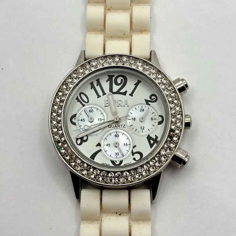 Silver & White Men's Bora  Watch